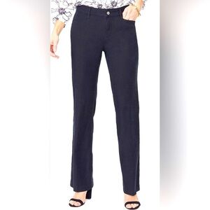 NYDJ Black Straight Leg Linen Pants